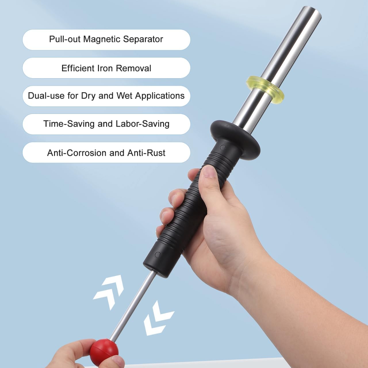 DOITOOL Magnetic Removal Device 15 Inch Strong Magnet Iron Chip Collector Tool with Release Handle for Nails Screws Metal Debris Cleanup