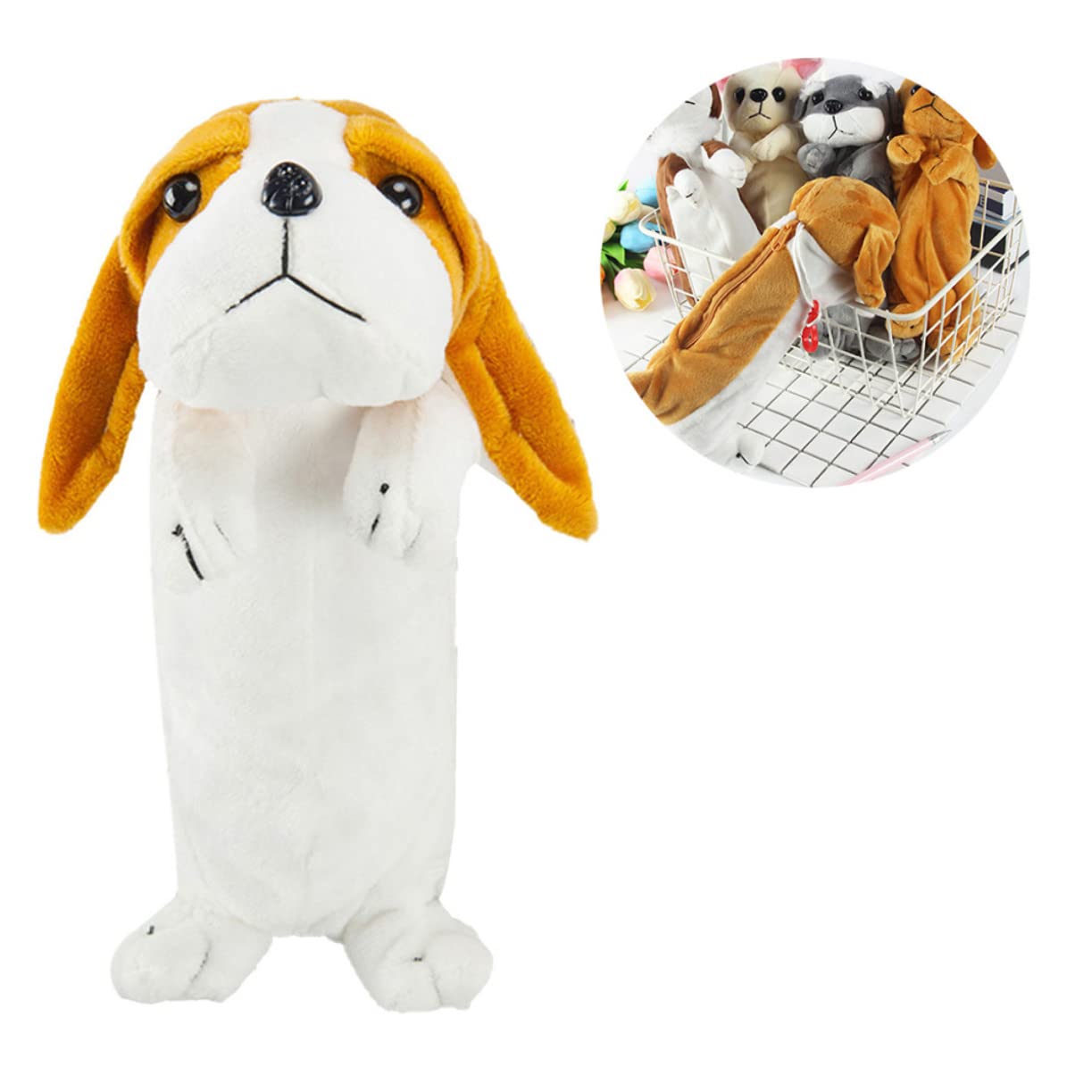 Ciieeo 3pezzi Astuccio Portapenne Peluche Forma Di Cane Adorabile Astuccio Per Cancelleria e Cosmetici Design Compatto e Portatile Ampio Spazio Di Stoccaggio Con Cerniera Per Studenti e