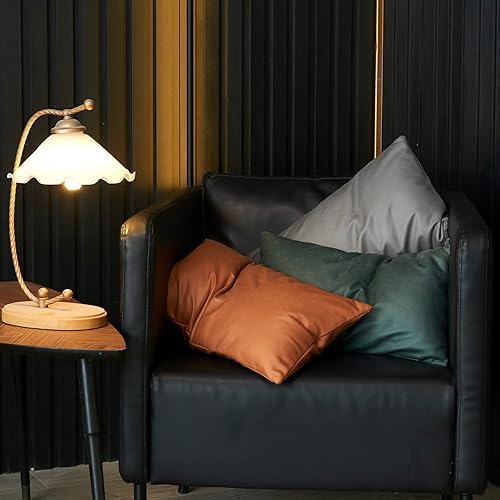 Miniatura 5 de SHANLUO Juego de 2 fundas de almohada de piel sintética de 12 x 20 pulgadas, estilo moderno, para sofá, sala de estar, ropa de cama, sofá,