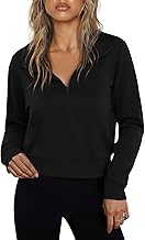 Totatuit Women Half Zip Up Cropped Lapel Sweatshirt Quarter Zipper Casual Long Sleeve Tops Fall Trendy Clothes