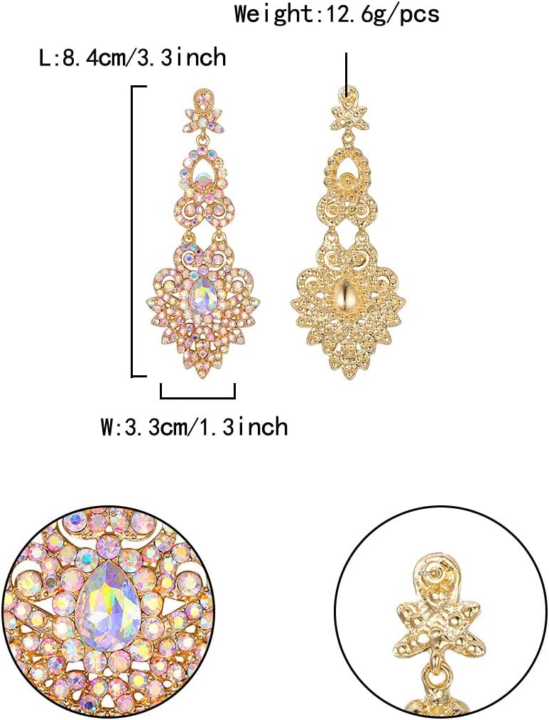 Flyonce Bridal Crystal Vintage Style Art Deco Chandelier Dangle Earrings for Women, Wedding Jewelry - Image 6