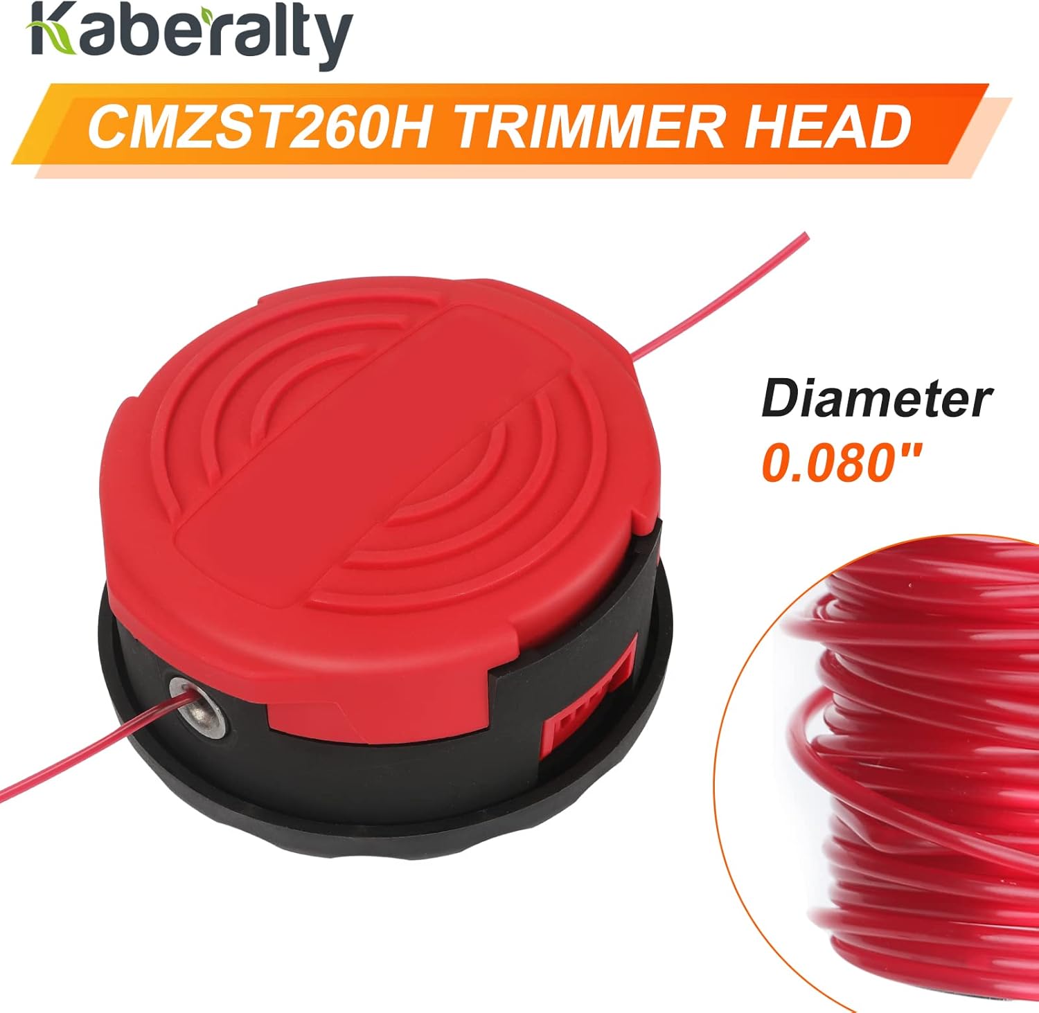 CMZST260H Replacement String Trimmer Spool Head Compatible with Craftsman CMCST920 & CMCST960 Series String Trimmers with Pre-Wound 0.080" 20ft Line