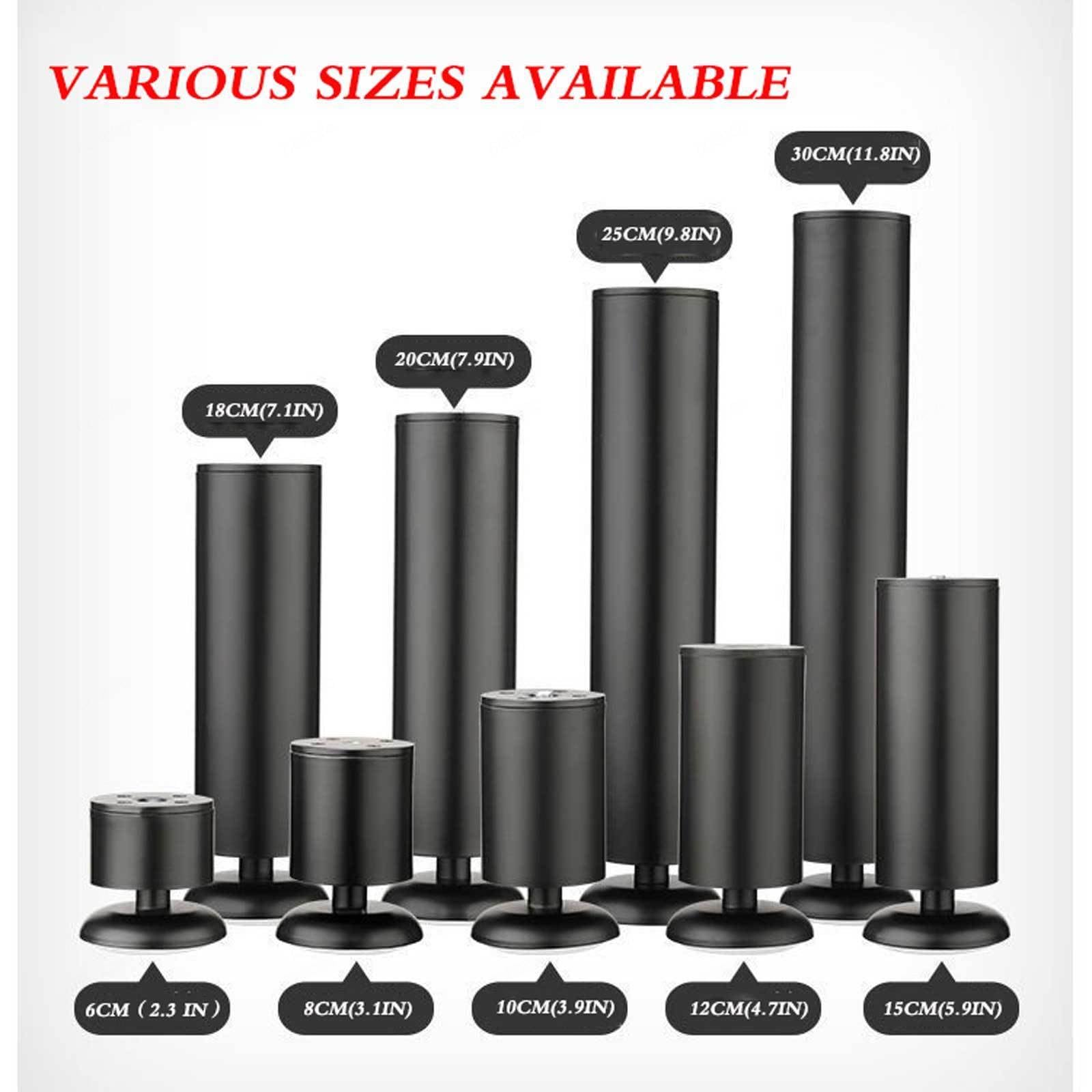 Nogi do mebli 4 sztuki Teleskopowe nogi do stołu Przedłużacz do stołu Okrągła noga meblowa 0-15mm do mebli dla majsterkowiczów, czarny-12CM(4,7 cala) (czarny 10CM(3,9 cala))