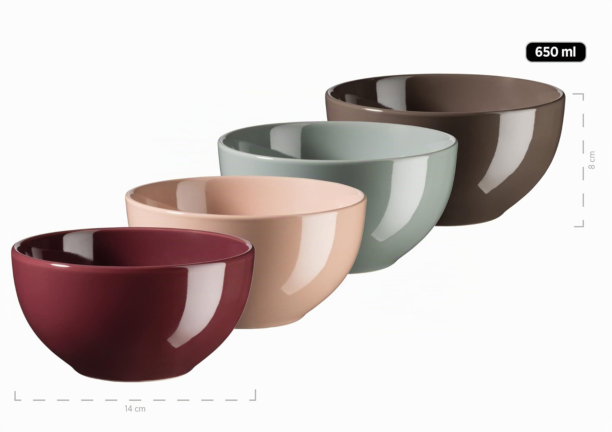 MÄSER 931956, Serie Inoda, Kombiservice für 4 Personen, 16-teiliges Geschirr Set mit Speiseteller, Dessertteller, Müslischale und Kaffeetasse, rundes Essgeschirr Geschirrset, Steinzeug, Autumn Foliage