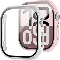 Vista 20 de Paquete de 2 fundas con protector de pantalla de vidrio templado para Apple Watch Series 3/2/1 de 38mm, JZK protector delgado con cobertura