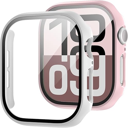 Miniatura 20 de Paquete de 2 fundas con protector de pantalla de vidrio templado para Apple Watch Series 3/2/1 de 38mm, JZK protector delgado con cobertura