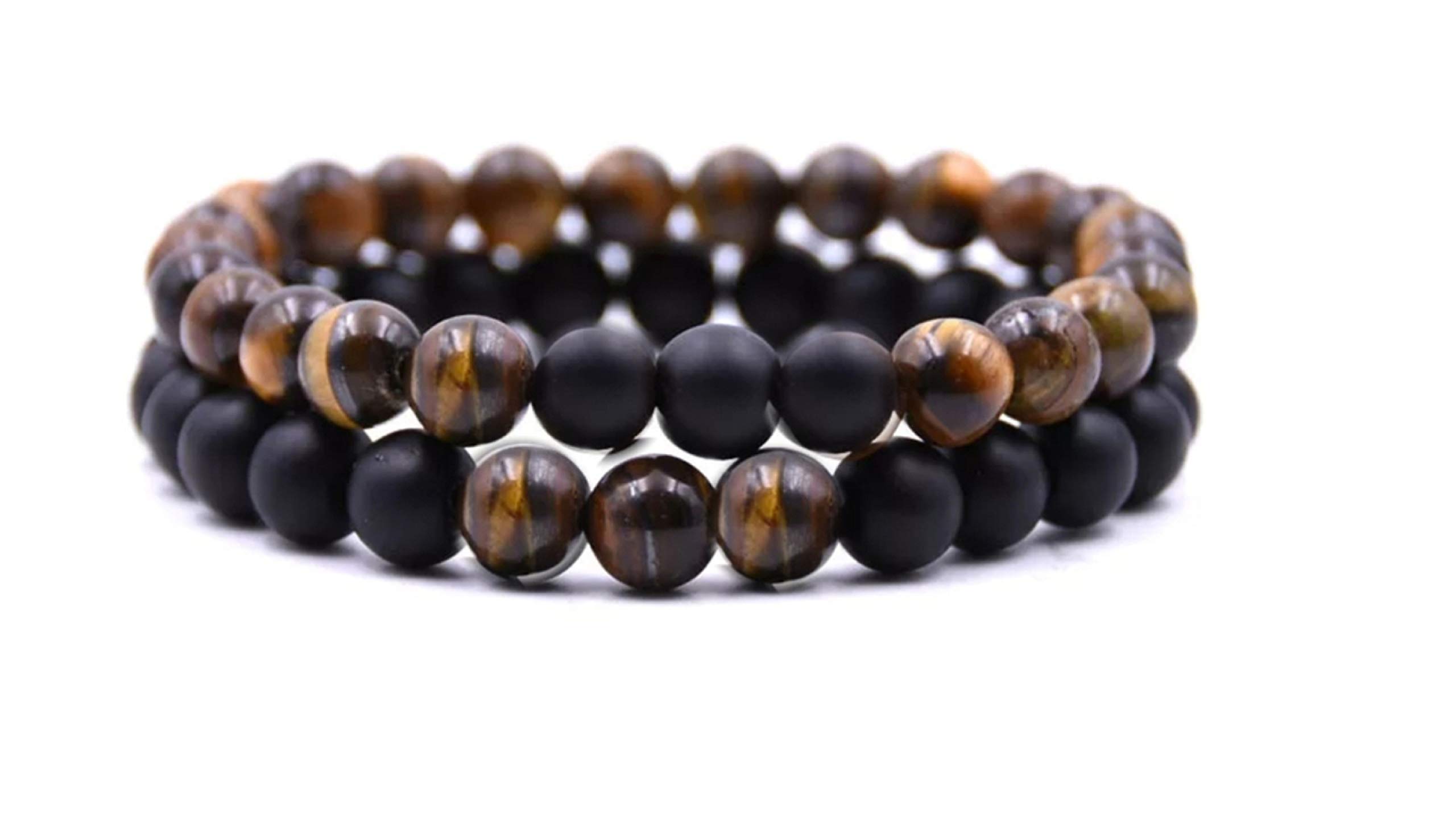 DAC Men's Bracelet, 2 Pieces with Natural Stones Bracelet Gift Box Boyfriend Woman Chakra with Real Natural Stones Tibetan Yoga Jewelry