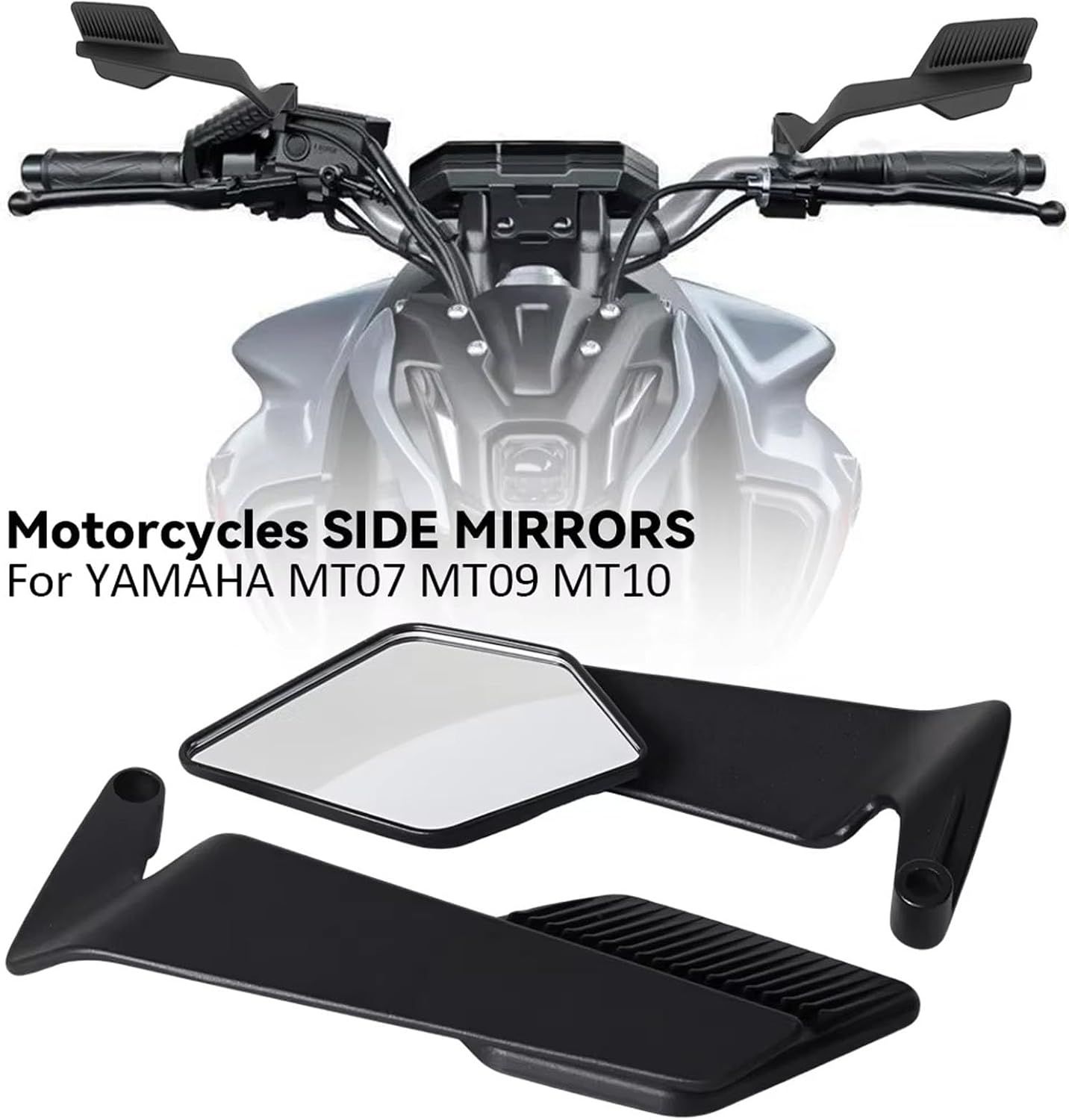 Motorcycle Rearview Mirrors Adjustable Aluminum HD Side Mirrors Compatible with Yamaha MT07 MT09 MT10