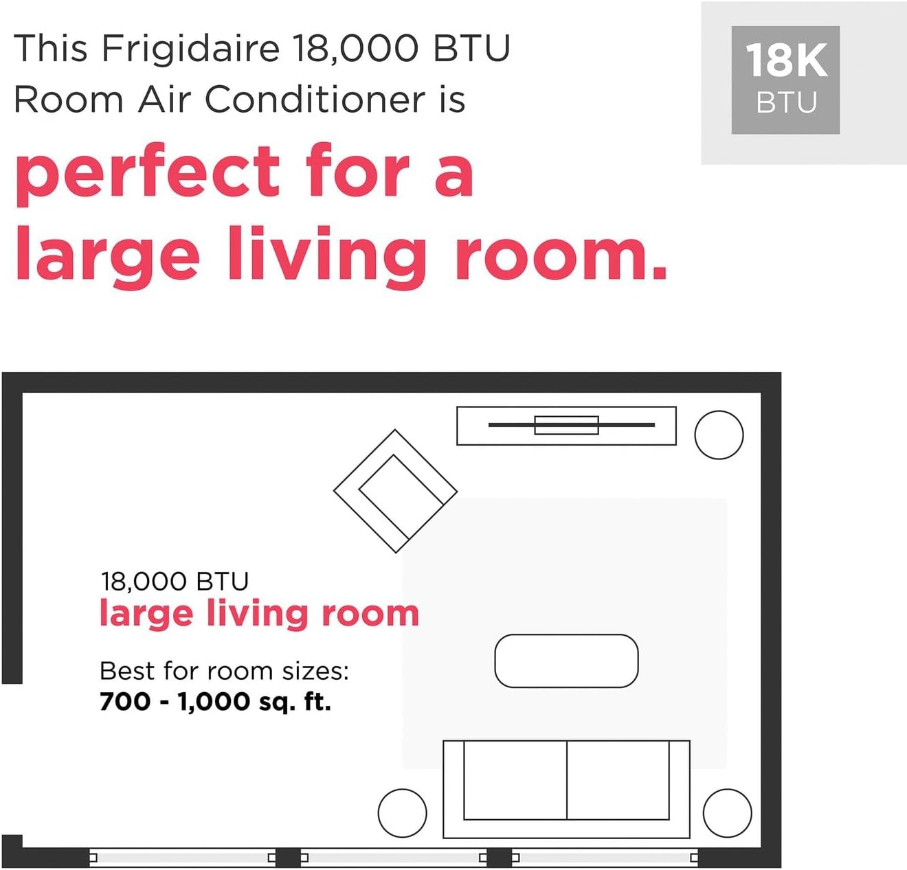 Frigidaire 115V 18000 BTU Smart Window Air Conditioner with 16000 BTU Heater, Dehumidifier, Fan, Wi-Fi & Remote Control, Quiet Energy Efficient AC Unit for Home Heating Cooling, Cools Up To 1000 Sq Ft