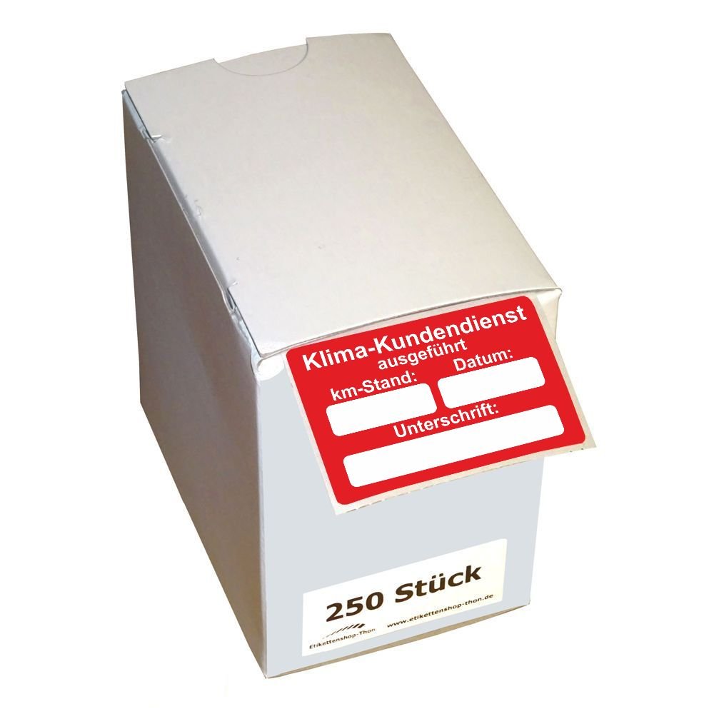KFZ Serviceaufkleber/Inspektionsaufkleber 60 x 40 mm - 250 Stück - verschiedene Varianten (Klima-Kundendienst)