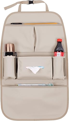 Organizador de asiento trasero de automóvil para niños, bolsa de almacenamiento para asiento trasero de automóvil con 3 bolsillos, 2 soportes para