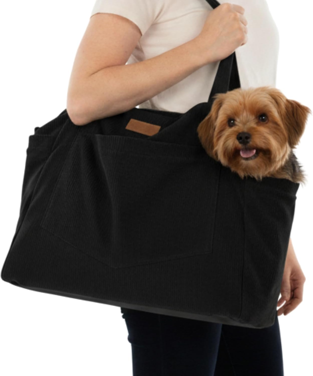 Lightweight Corduroy Dog Purse Carrier for Pets Under 13 lbs (Black) Lightweight Corduroy Dog Purse Carrier for Pets Under 13 lbs (Black)