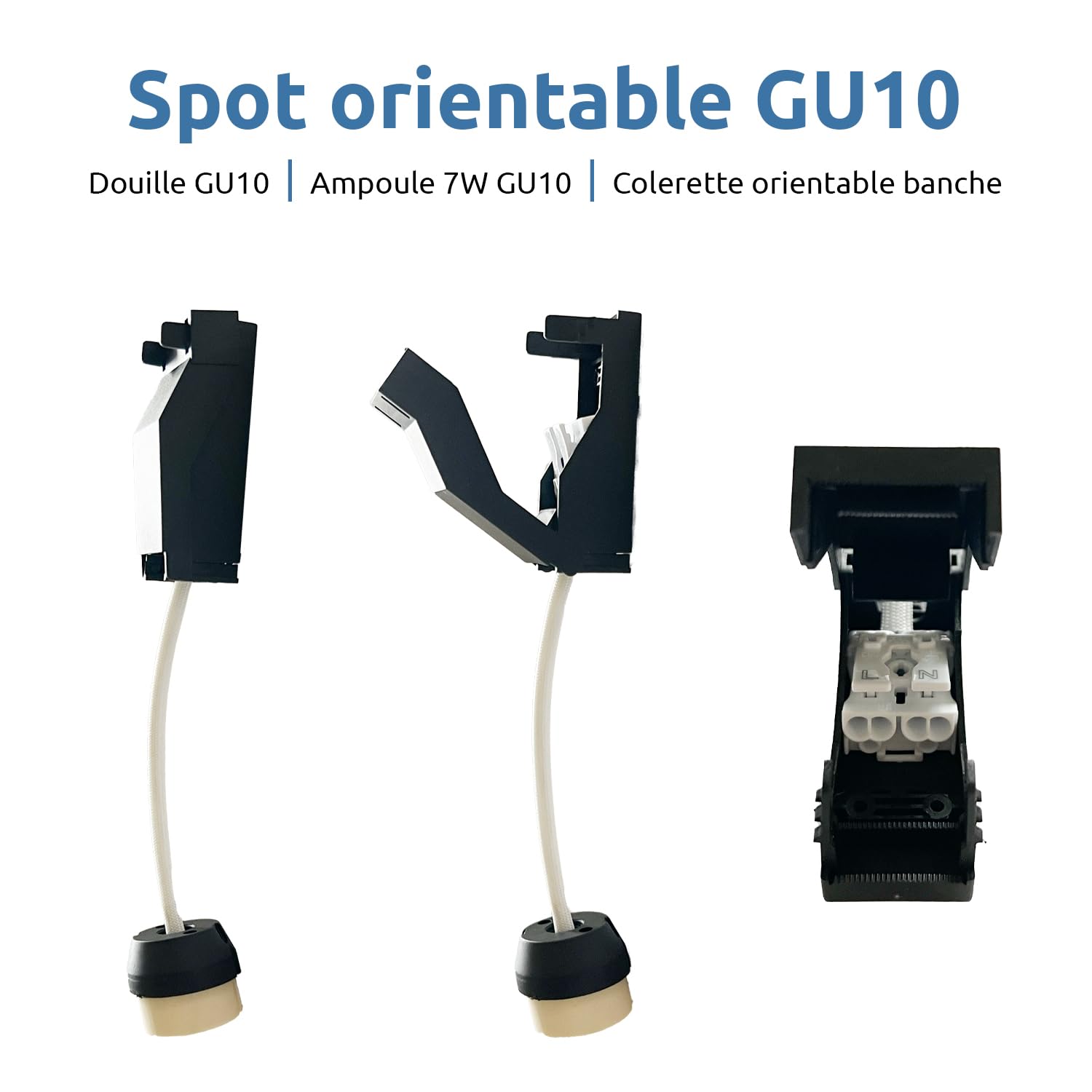 Europalamp 20 Spots encastrable orientable Blanc avec GU10 LED de 7W eqv. 56W Blanc Neutre 4500K