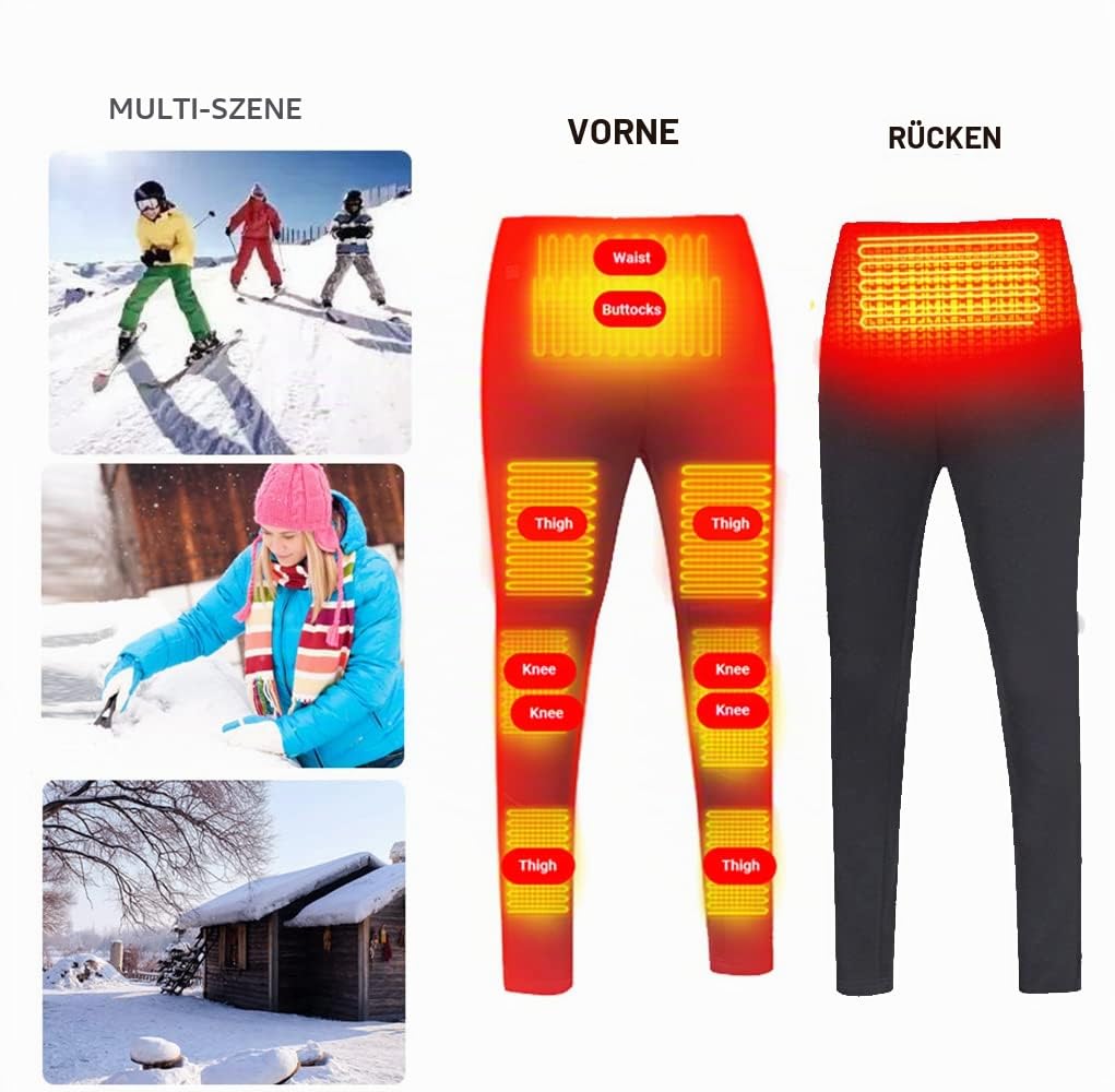 scosao Heizhose für Herren Wiederaufladbare ​Elektrisch Beheizte Hose für Winter Wärmende Beheizbare Thermounterwäsche Hose mit APP-Steuerung Heizung 3 Temperatur für Indoor Outdoor Motorrad Ski Jagd