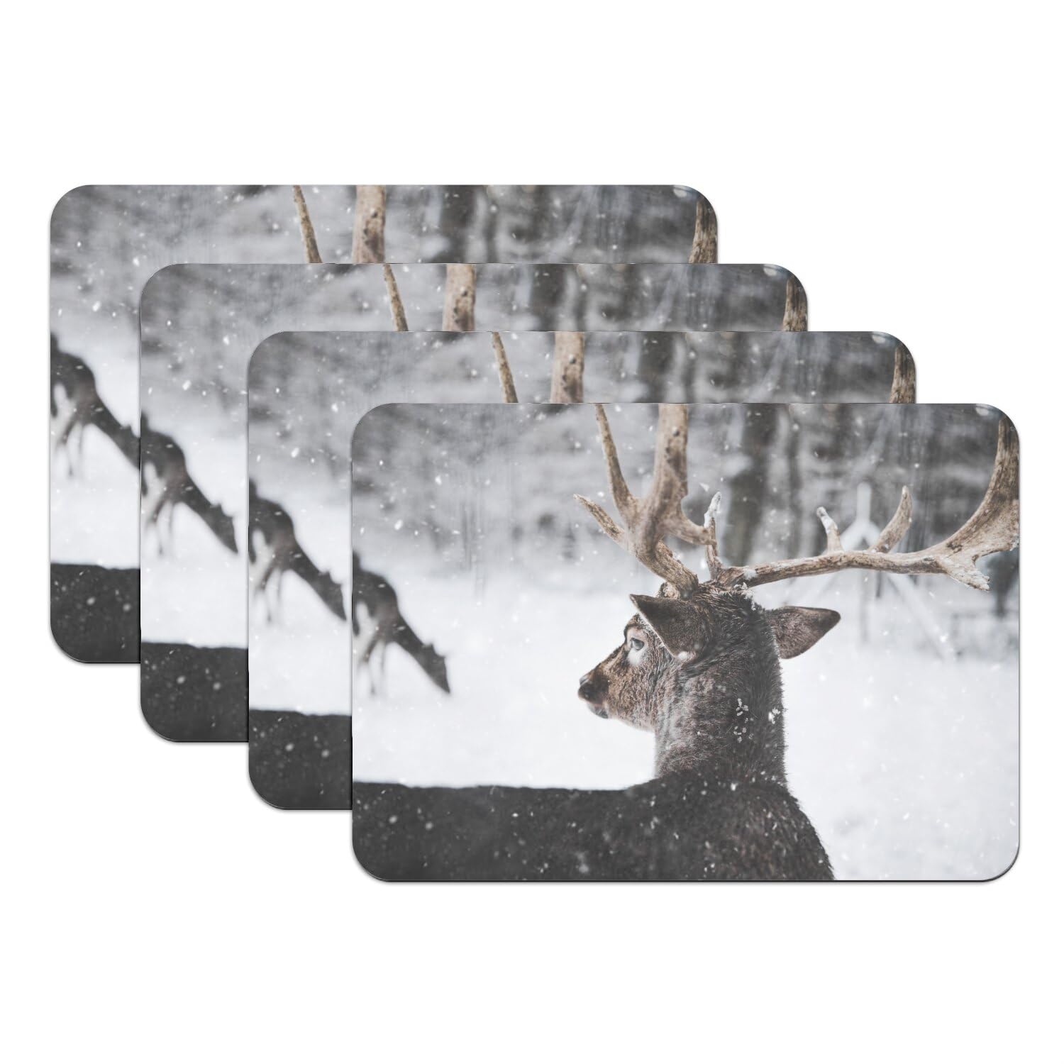 Cadeau de noël lot de 4 sets de table design renne sauvage de l'hiver nordique