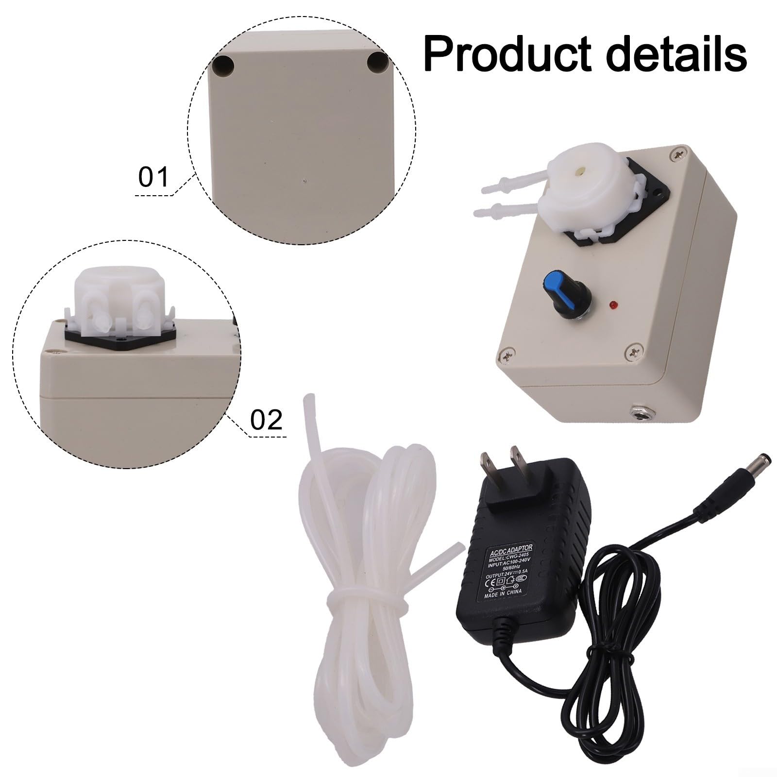 Bomba peristáltica para laboratorio y acuario, bomba dosificadora con tasa de extracción ajustable 5-120 ml/min, bomba de circulación silenciosa para líquidos viscosos, funcionamiento 12 V CC