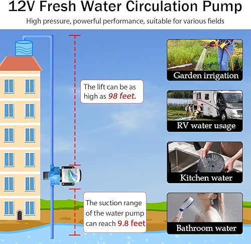 Miniatura 3 de Bomba de agua eléctrica de alta presión de 12 V con diafragma, bomba de transferencia de agua en línea, sistema de agua para cámper, bomba de