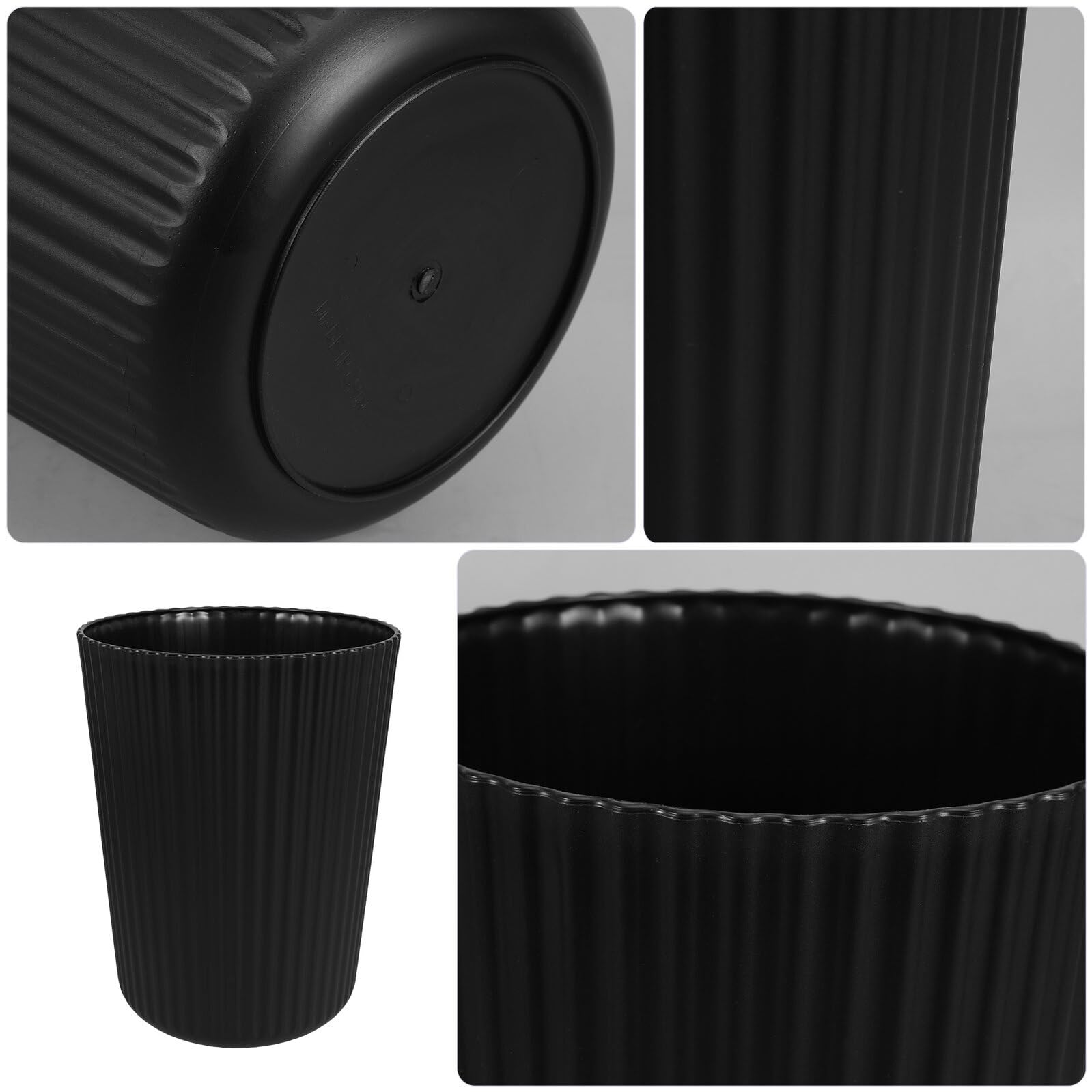 Papelera de Plástico Redonda Mediana sin Tapa Cubo de Basura Negro para Cocina y Baño Contenedor Versátil y Portátil para Escritorio y Hogar Bote de Basura Compacto para