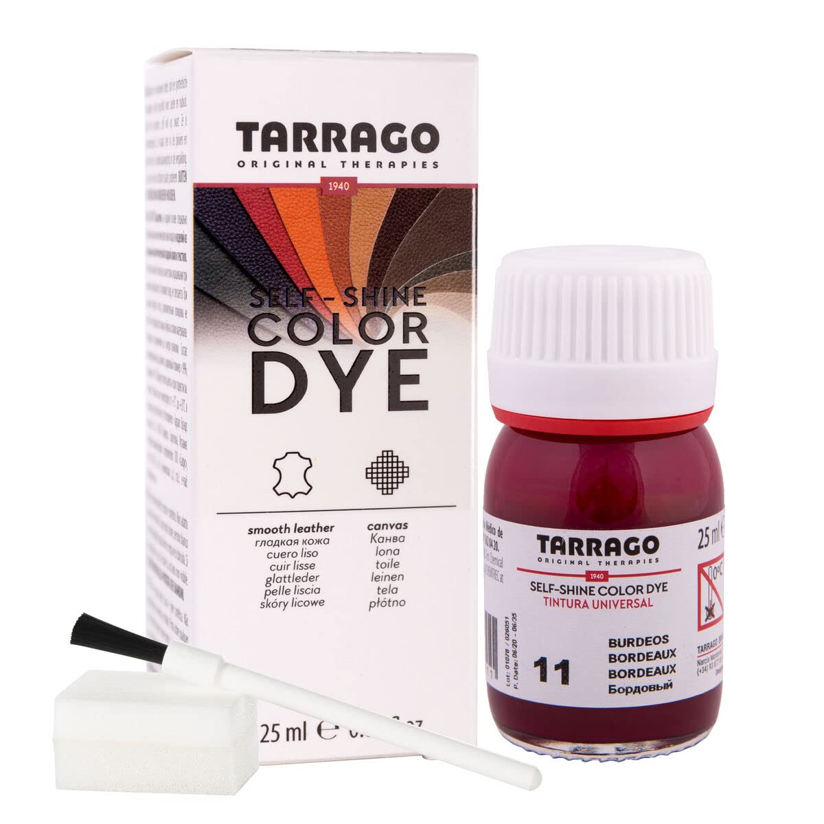 Tinte para Zapatos y Bolsos de Cuero y Textil con Esponja y Brocha | Cubre Rozaduras y Desgastes del Calzado | Gama de 90 colores — view 28