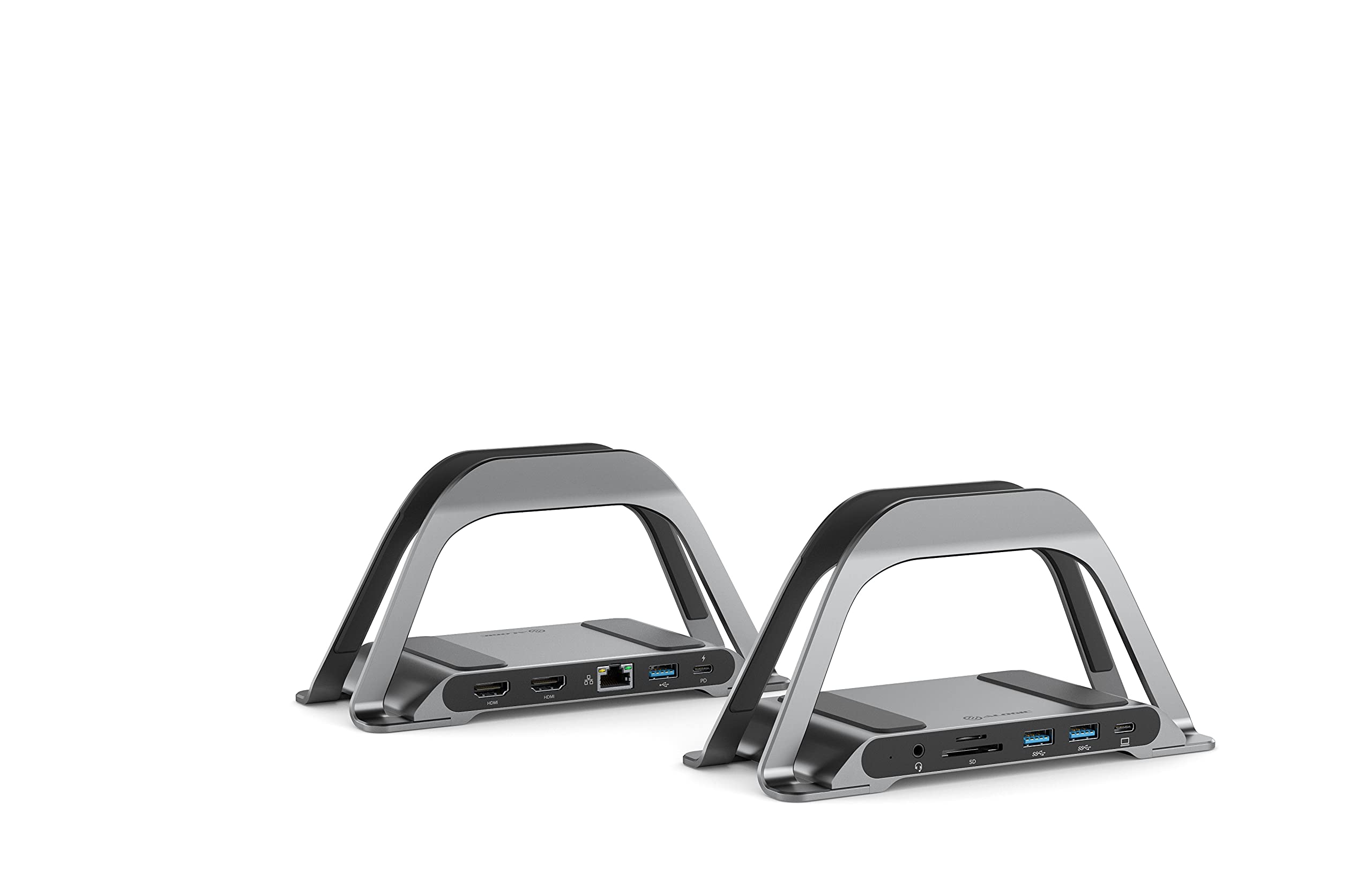 ALOGIC Bolt Plus USB C Laptop Docking Station w/ Stand, 10-in-1 4K Dual Monitor Dock w/ 2 HDMI, 3 USB, SD/TF, 100W Charging, Gigabit Ethernet, 3.5mm Audio, Aluminum Stand for MacBook, Windows Laptop