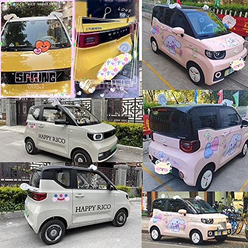 Cute Cartoon Hanging Ear Dog Car Top Decoration White Large Ear Mini Car Ear Body 3D Three-Dimensional Sticker #TOP6