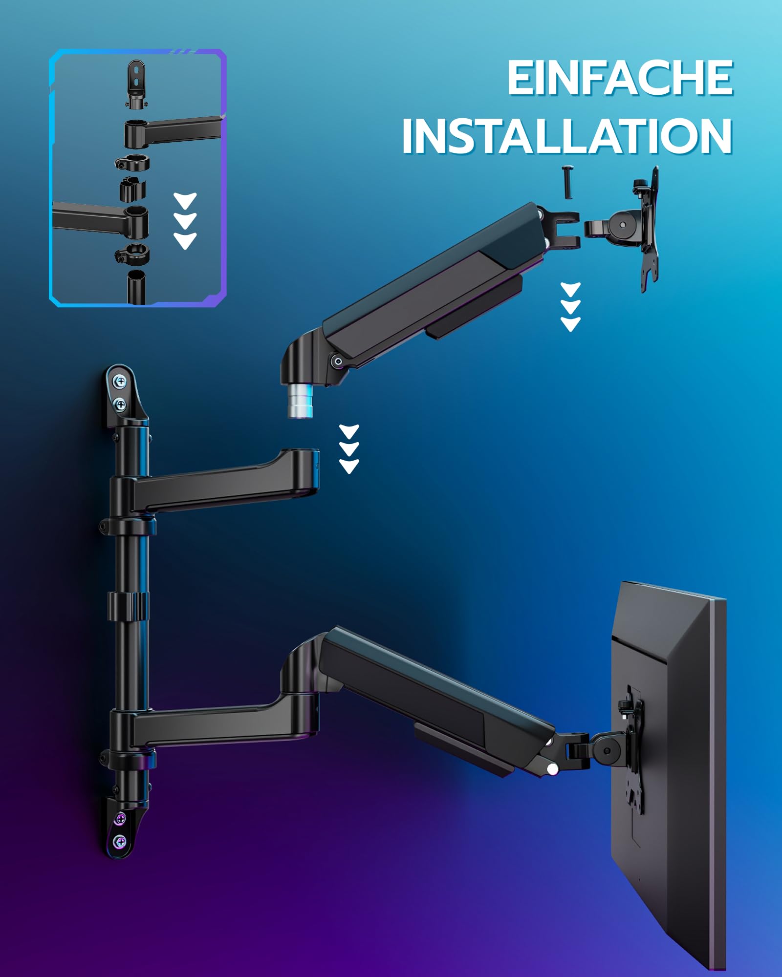 ARES WING Soporte de Pared para 2 monitores de 17"-40"