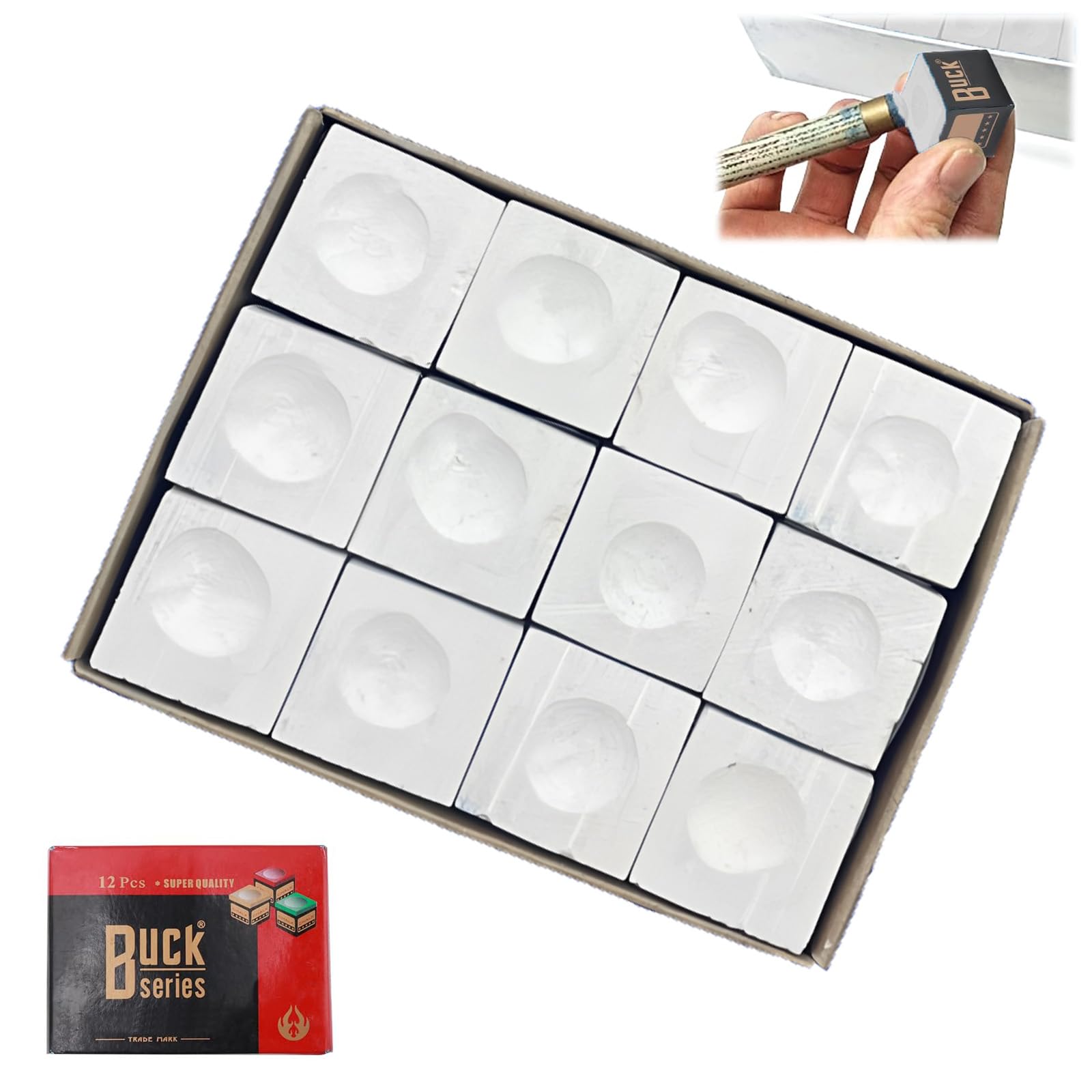 Gesso da biliardo, blu, 12 pezzi, per stecca professionale, con polvere oleosa antiscivolo, per snooker e biliardo, gesso di precisione durevole per giocatori professionisti e appassionati