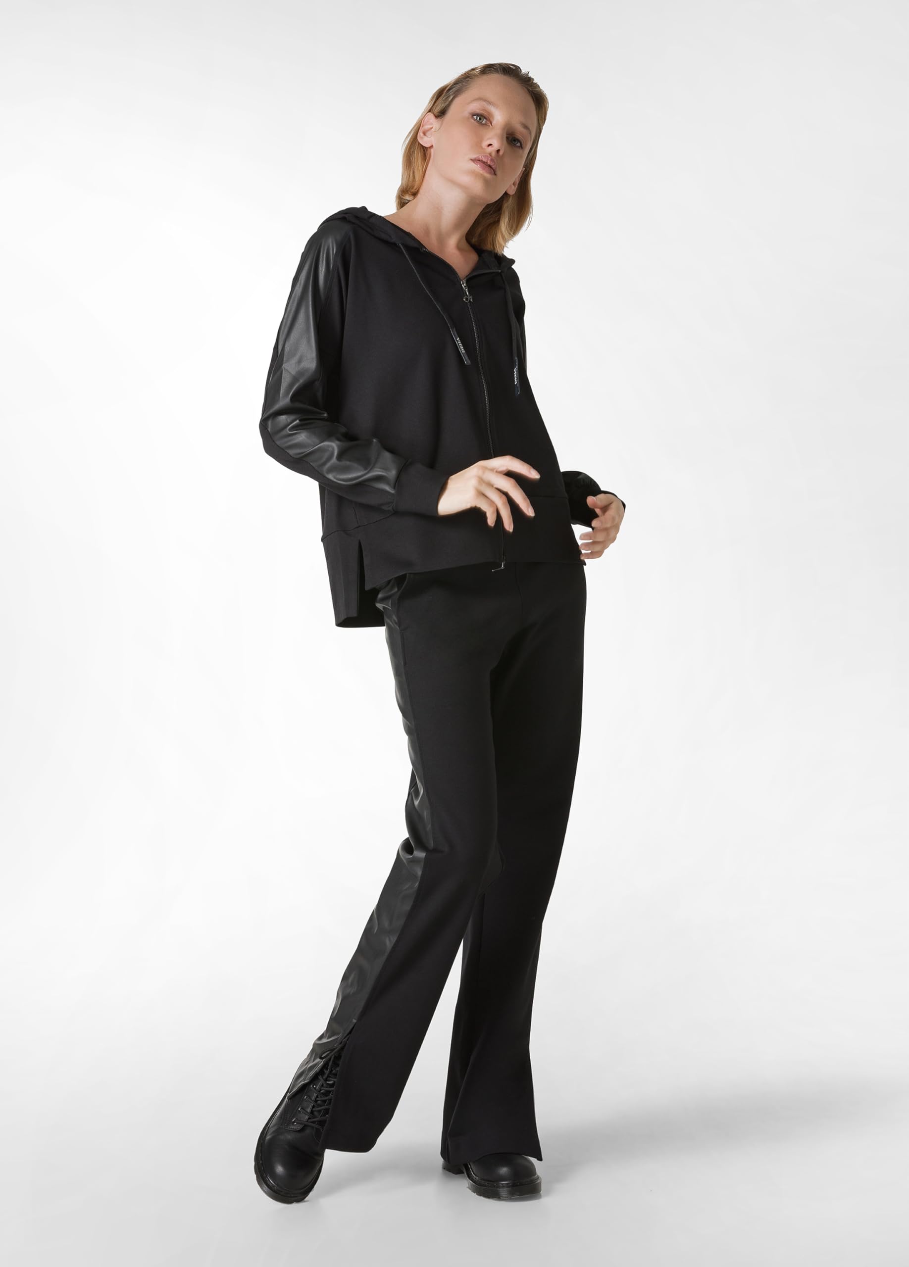 DEHA - Felpa Faux Leather Trims Jacket in Viscosa per Donna