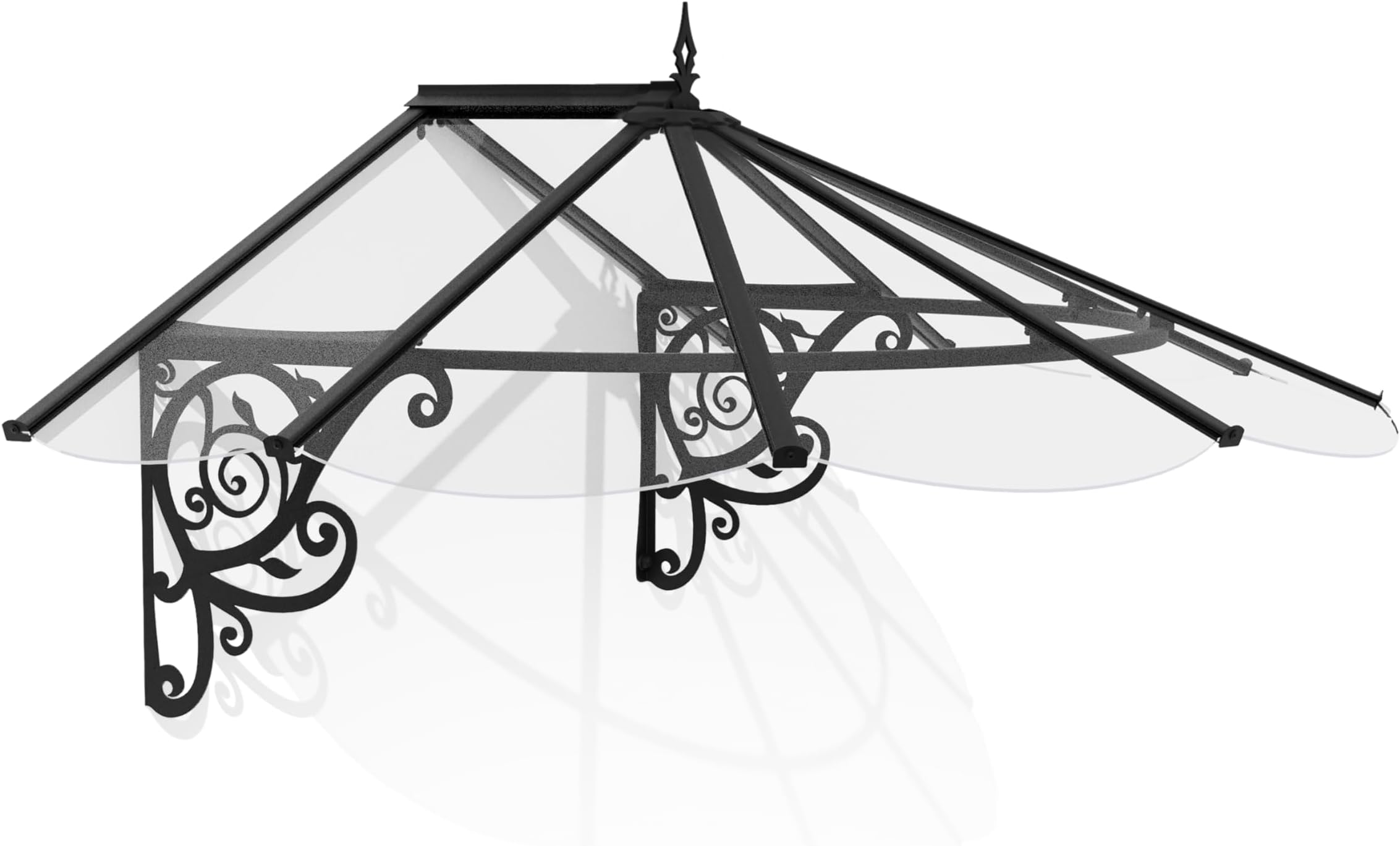 Canopia By Palram Lily 1780 Front Door Canopy 175 x 125 cm Black Sun Protection Front Door Canopy Including Rain Gutter