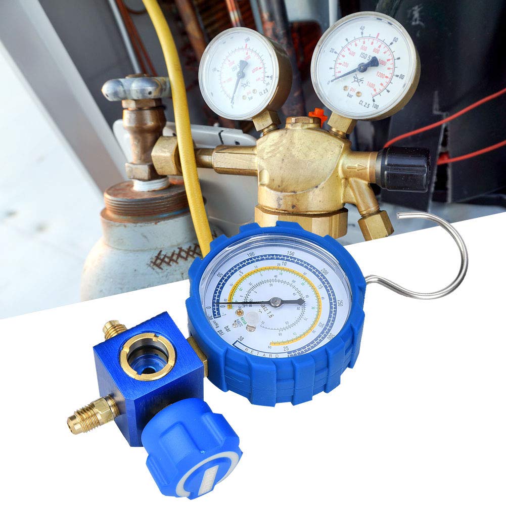 Manifold Meter, G1/4 Air Conditioning Manifold Meter, Low Pressure A/C Cooling Tool with Peephole