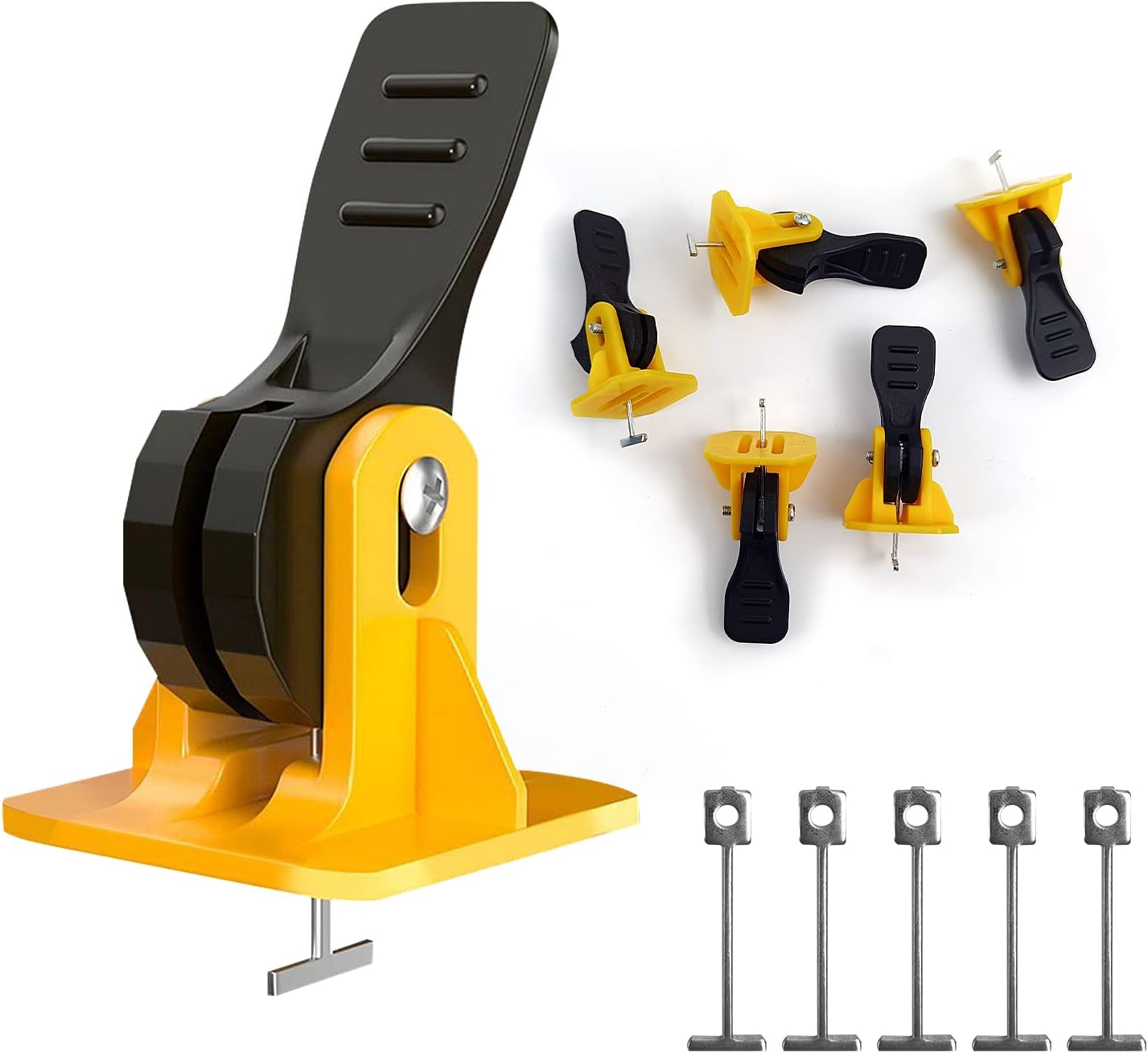 100PCS Tile Spacers Leveling System Set, 100 Reusable Tile Levelers+50 Replaceable T-PINs, Tile Leveling Clips Fit 8-12mm Tiles, Tile Spacers Tool Set for Wall & Floor (100)