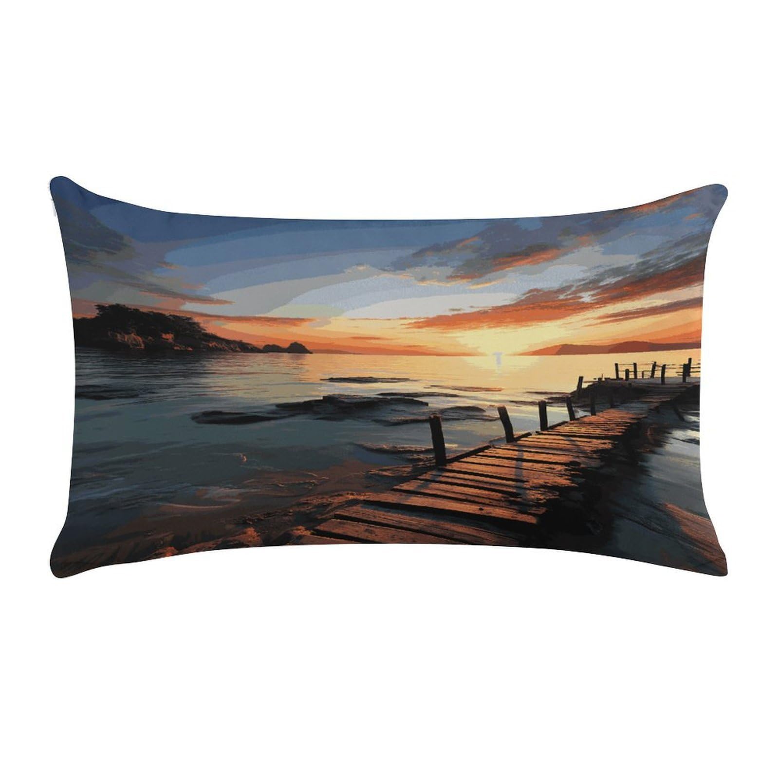 Adfgyerh Style Seascape Sunset Ocean Beach Pillow Covers，20X12inch,Invisible Zipper Design，Throw Pillow Cover,Short Plush，Ultra-Soft Fabric On Both Sides Home Decor，For Home Sofa Couch