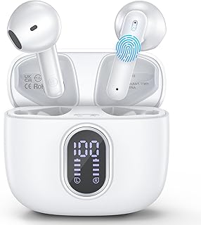 Wireless Earbuds Bluetooth 5.3 Headphones 40 Hrs Playtime with LED Display, Deep Bass Stereo and Noise Cancelling Bluetoot...