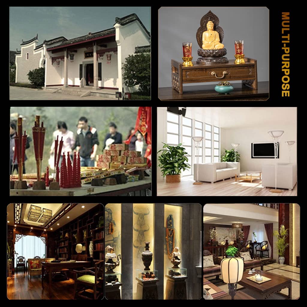Tisch Buddha Statue Stand Worship Pedestal, Mit Schublade, Wicca-Altartisch mit Aufbewahrung, Bambus-Schreintisch for buddhistischen/Tee-Hausaltar, kleiner Raum, orientalisches Dekor(Brass,Small)