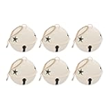 Haute Decor Jingle Bell Ornaments, Large Size 3.35-inch Diameter, 6-Pack (Ivory)