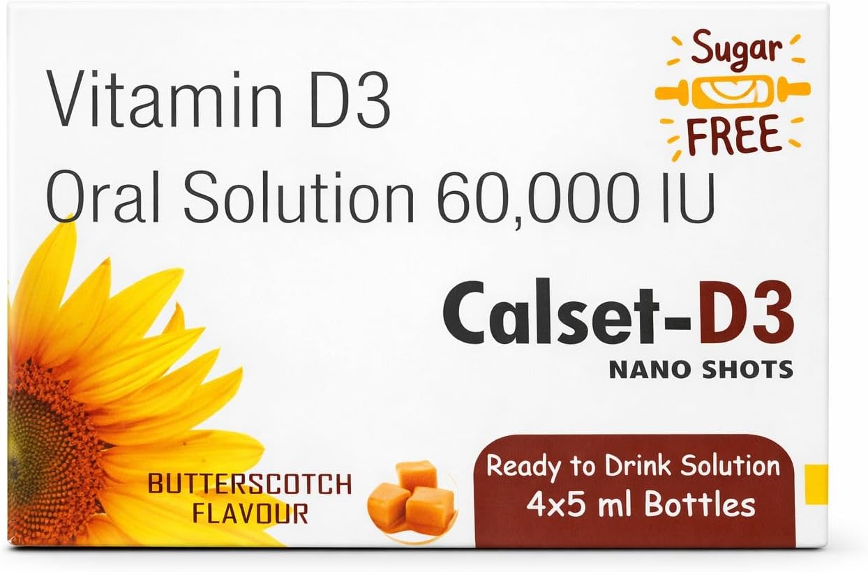 Vitamin D3 60K Shots Pack of 2 Box Total 8 Bottles of 5ml, 60,000 IU, Liquid Supplement CALCI ACTIVE D3 SHOT
