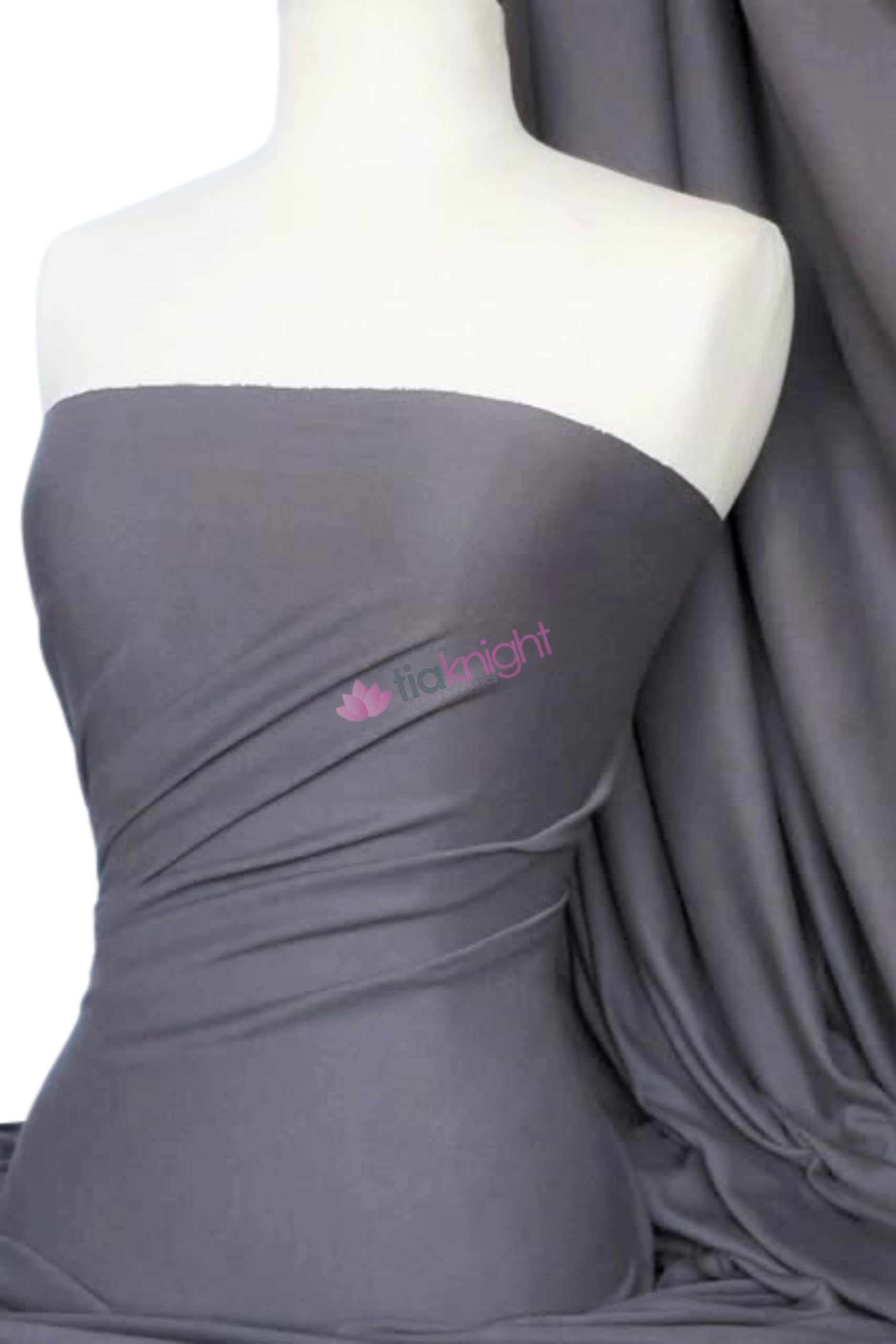 Soft Fine 1x1 Rib 100% Cotton Knit Jersey Fabric | Soft T-Shirt Material | Over 50 Colours | Oeko-Tex Certified | Same Day Dispatch | by Tia Knight (Q61) (Dark Cloud Grey)