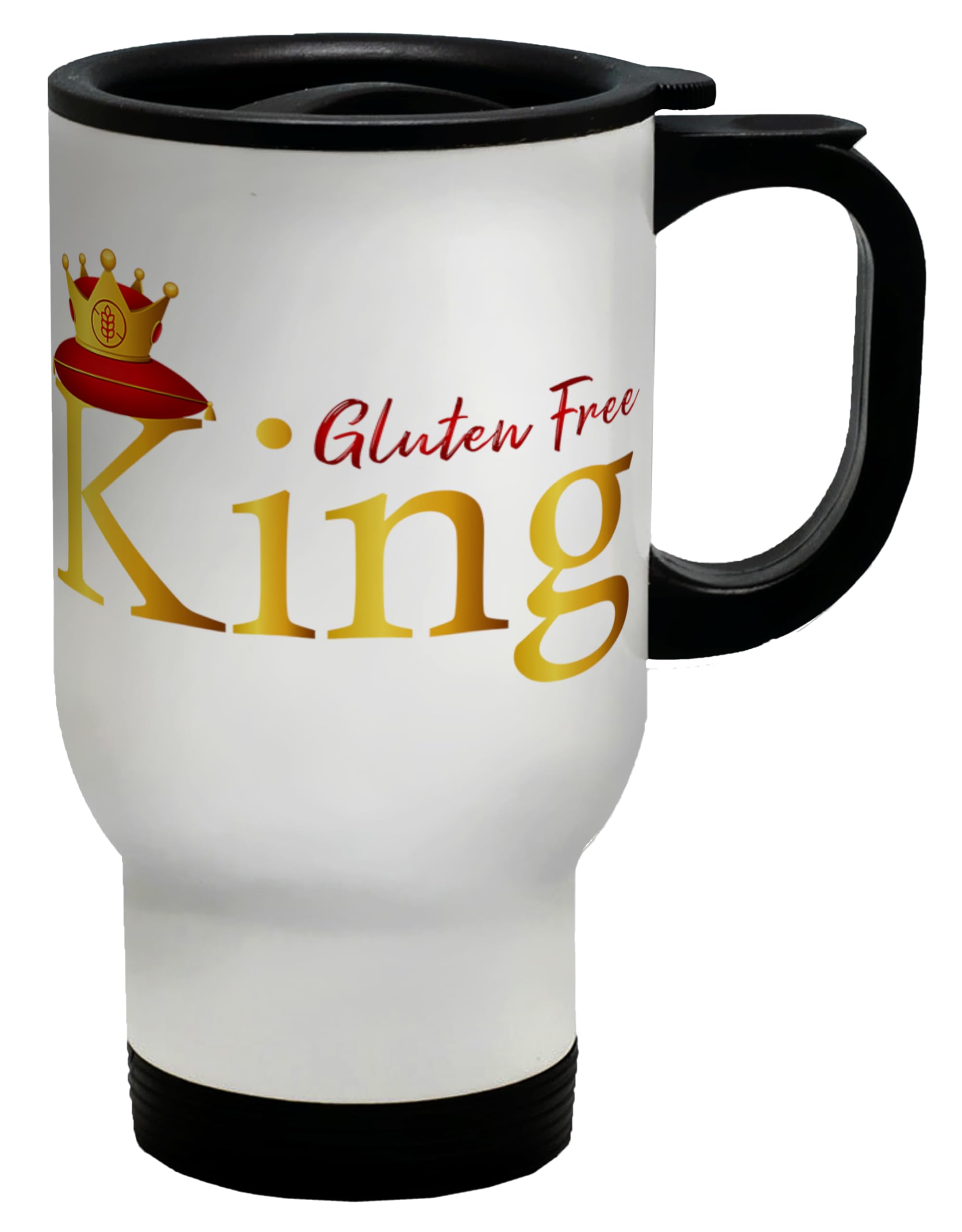 ShopagiftGluten Free King Travel Mug Bread Rye Barley Wheat Stainless Steel 14oz Cup