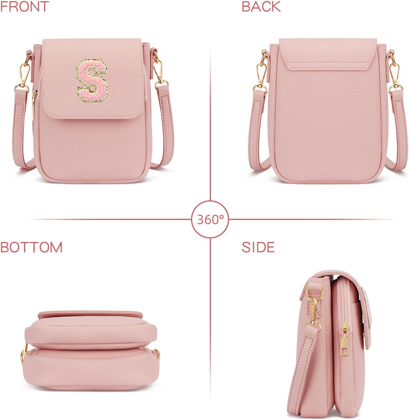 Gift for Girls Small Initial Crossbody Bag for Teens Vegan Leather Cell Phone Kids Purse - Image 5
