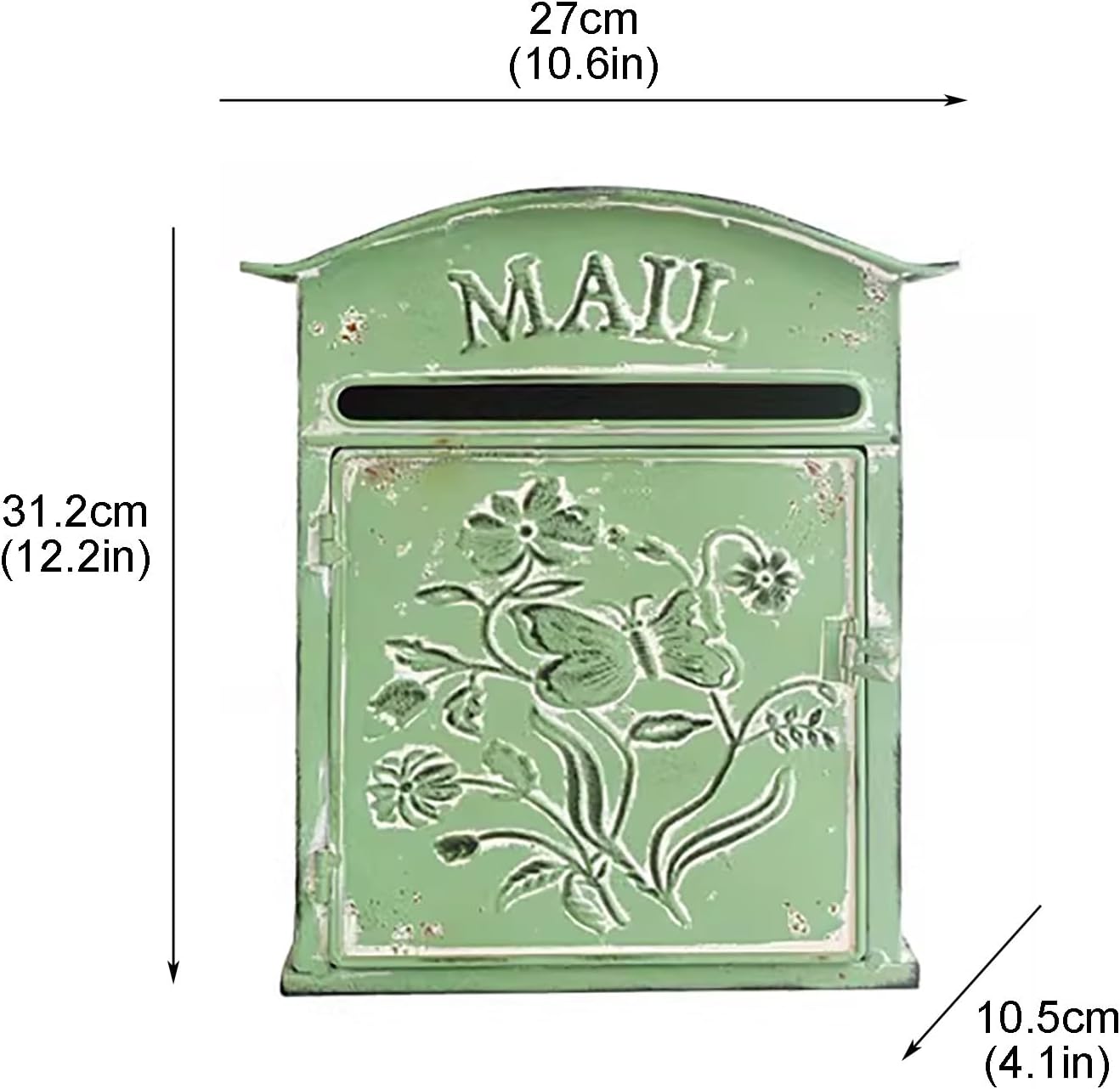 Wall Mount Mailbox, Security Postbox with Slot for Outside, Medium Capacity, Curbside Mailbox for Daily Letters Magazines and Packages(Green)