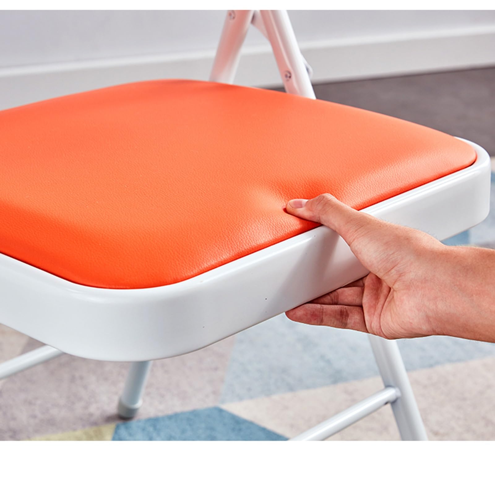 Silla de Ordenador Plegable de PU, cómoda y Resistente for estudiar en casa.(Yellow)