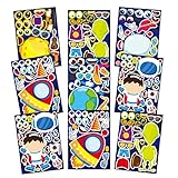 24 Sheets Space Stickers for Kids Make Your Own Astronaut Stickers, Make a Face Planet Stickers Mix