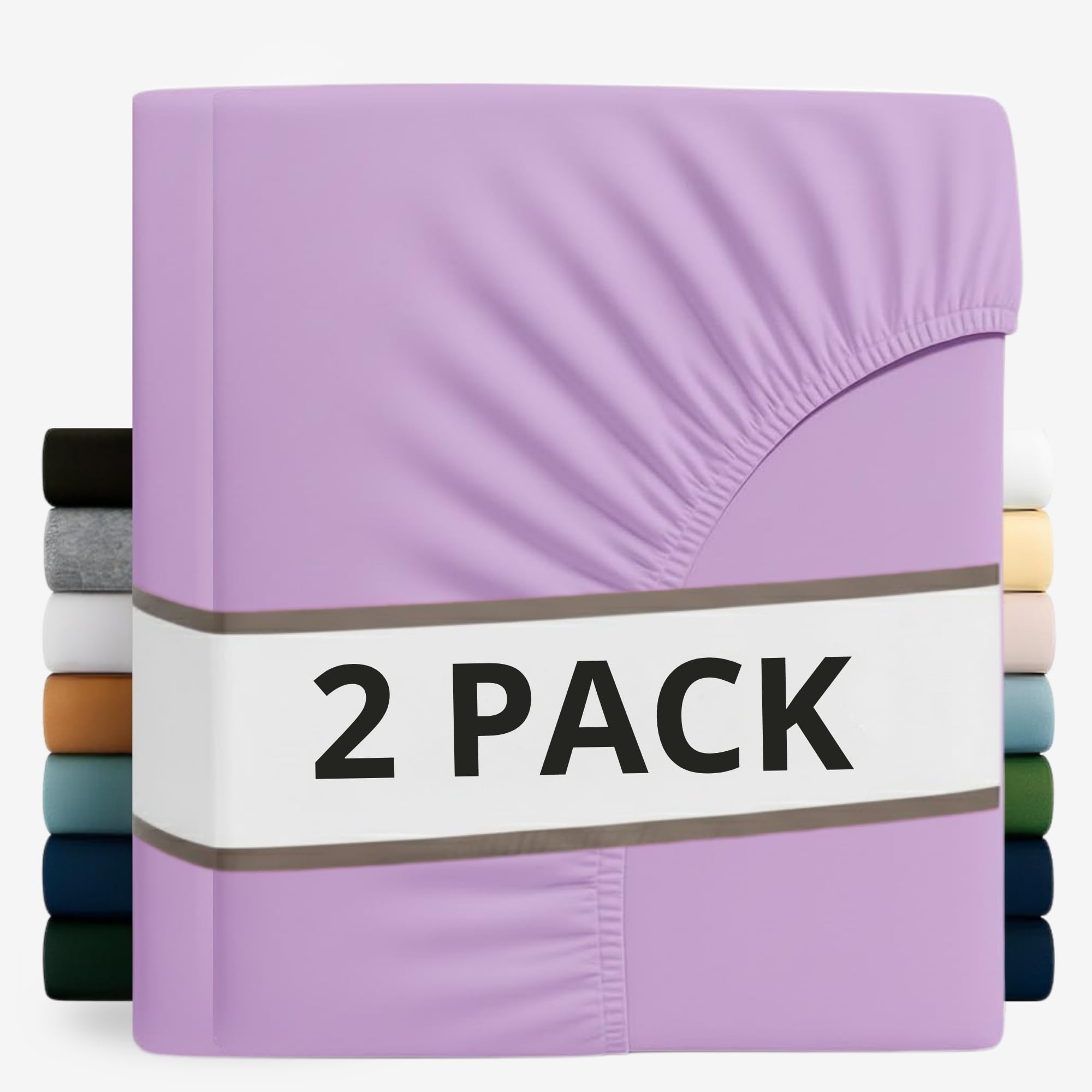 Z&A Bedding 2 Pcs Small Double Fitted Sheet Lilac - 30CM Extra Deep Elastic Corners Bedsheet - Super Soft Brushed Microfibre Bottom Sheet - Washable, Shrinkage & Fade Resistant — image 1