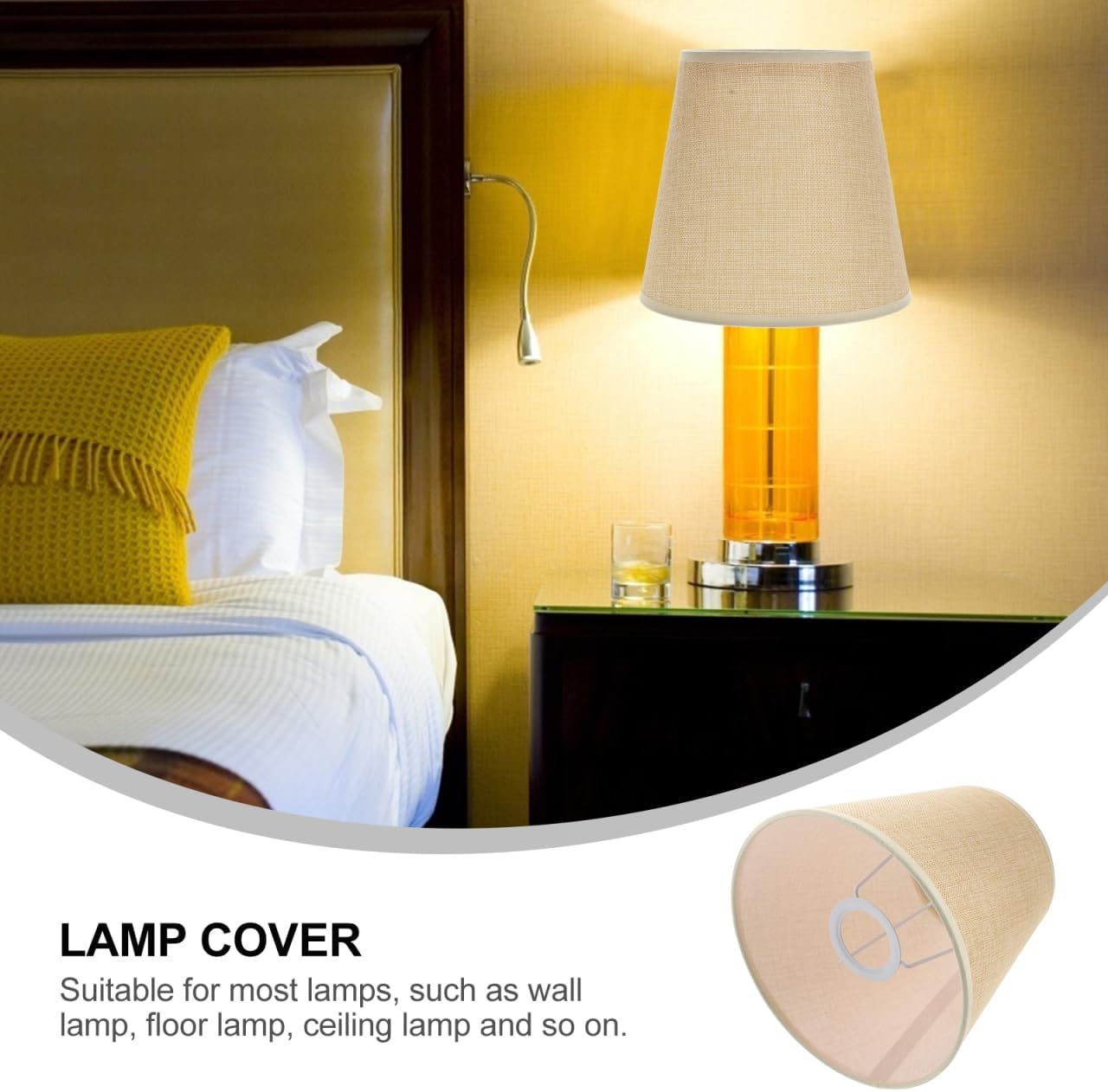 Lurrose Linen Fabric Lampshade, Bedside Lamp Shade, Household Hotel Light Table Desk Light Covers