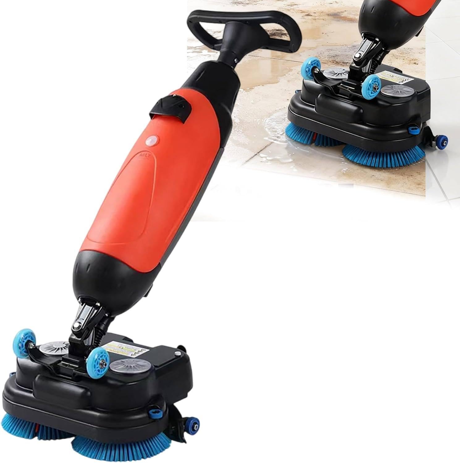 Pulidora de suelos comercial autopropulsada de 17 pulgadas, máquina fregadora y abrillantadora, mini limpiadora eficiente para baños de oficinas y escuelas.