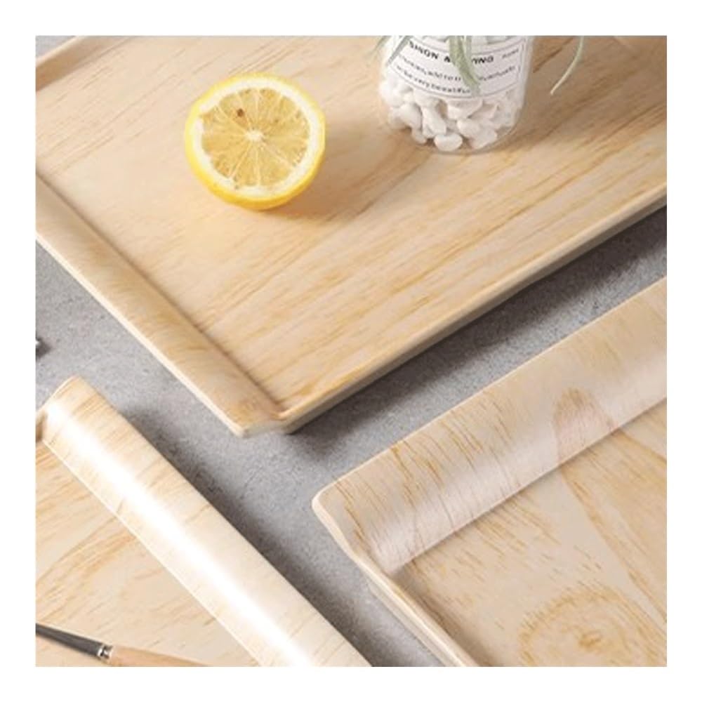 Bandeja rectangular de plástico de grano de madera para servir para el hogar, té, barbacoa y jugo, accesorio de cocina multiusos