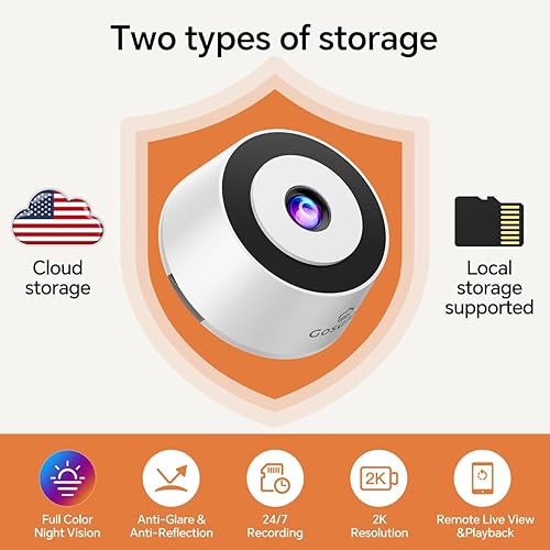 Miniatura 6 de Cámaras de ventana Gosulub para seguridad del hogar: cámara interior para monitoreo exterior con visión nocturna a todo color 2K, detección de
