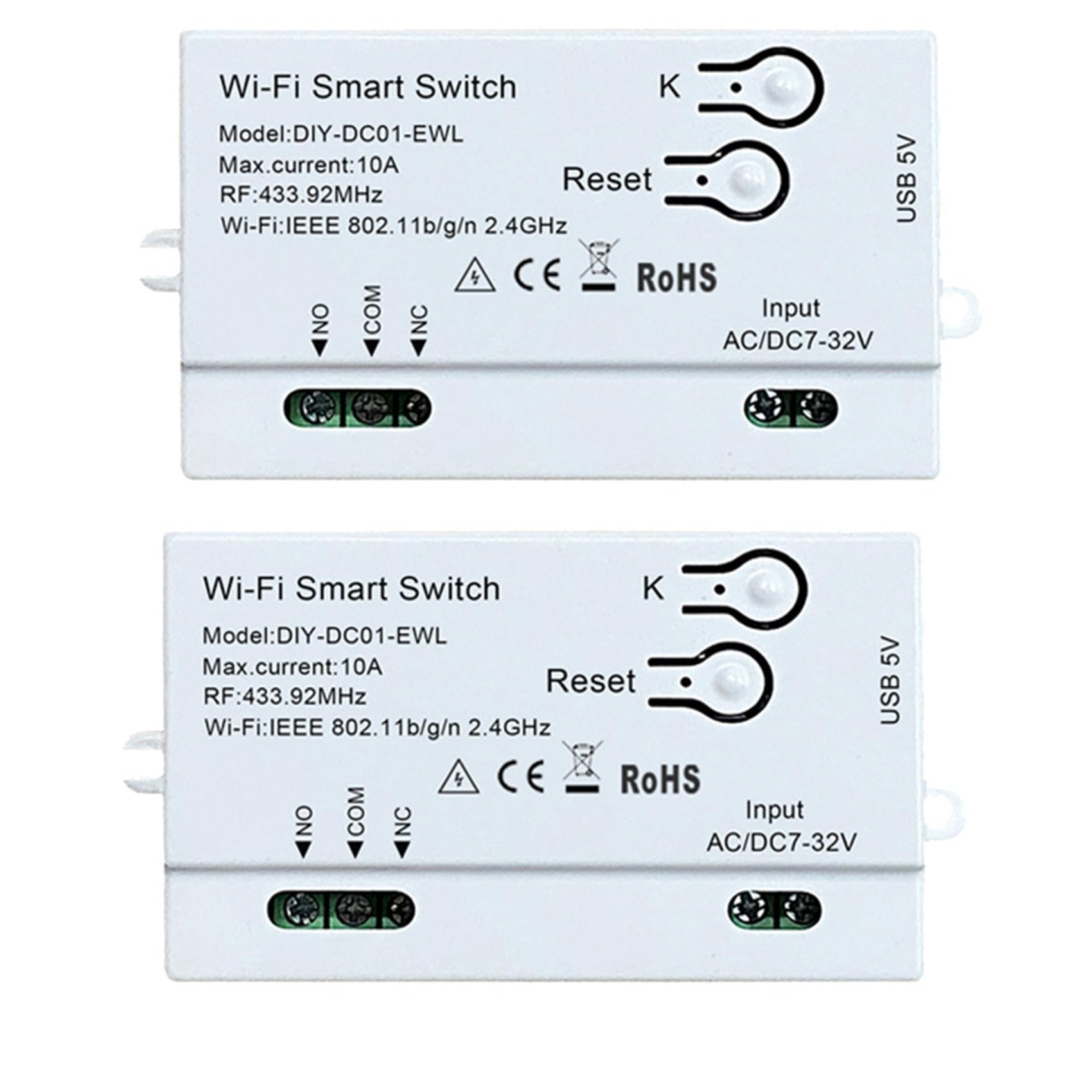 Ctrlzs 2X Wifi Smart Switch Diy Timer 1Ch 7-32V Rf433 2.4G Wifi Home Automation Module For Home