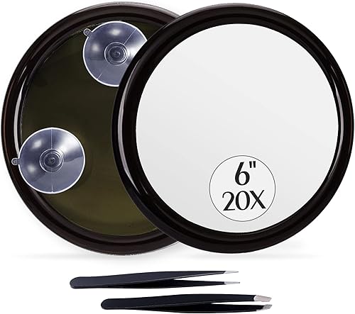 MIYADIVA Espejo de maquillaje con aumento de viaje 20X con ventosas espejo de tocador de 6 pulgadas espejo portátil para el hogar hotel regalo para