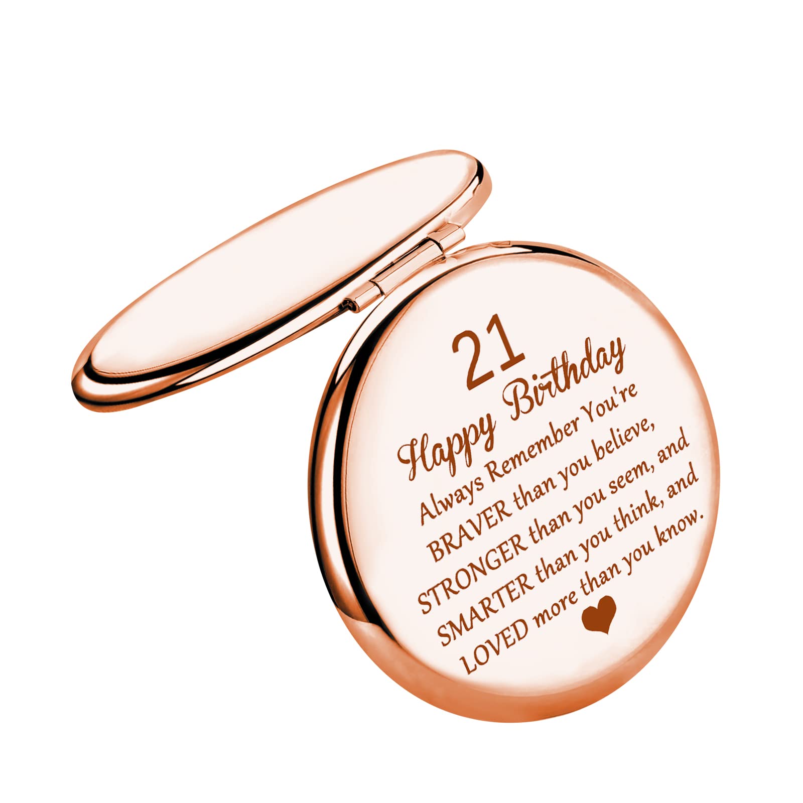 Cawnefil Make-up-Spiegel Zum 21. Geburtstag In Roségold - Perfektes Geschenk Für Frauen & Mädchen Mit Persönlicher Gravur